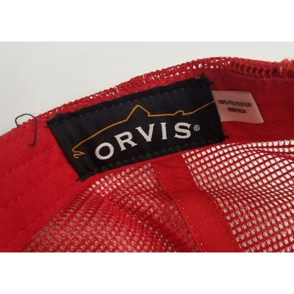 Orvis Red Blue White Adult Trucker Mesh Fishing Trucker Hat Mens Snapback OSFA - Picture 9 of 9